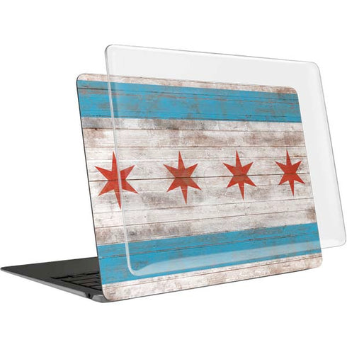 Chicago Flag Dark Wood MacBook Air 15in (2023-2025) Case plus Skin